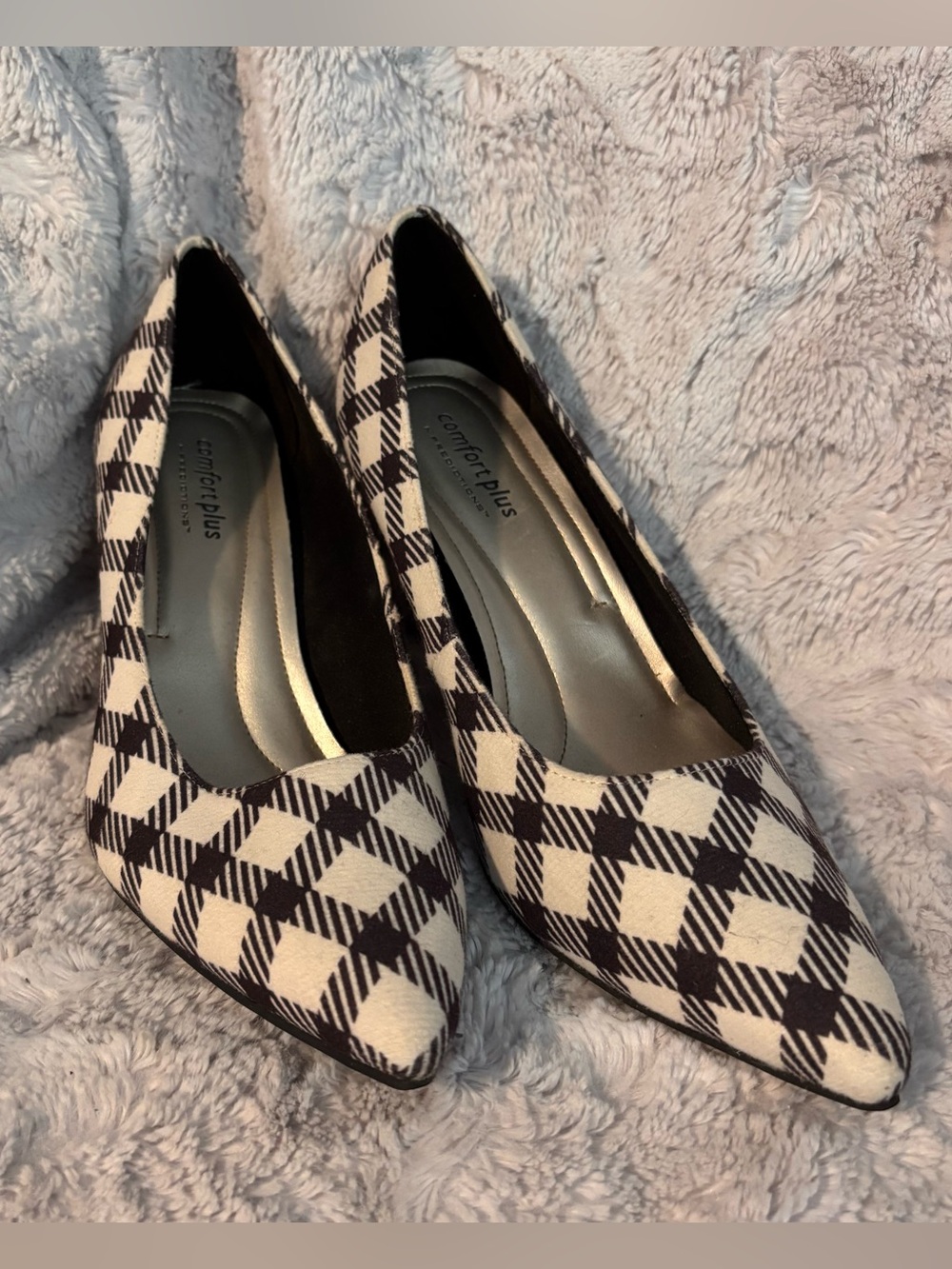 Comfort Plus by Predictions Black & White Print High Heels - Size 7.5W